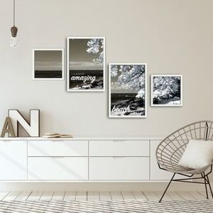 Set 4 tablouri decorative, Alpha Wall, Amazing Beach, 30x30/35x50 cm imagine