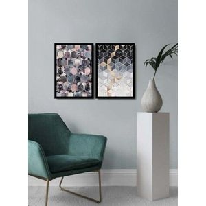 Set 2 tablouri decorative, Alpha Wall, Cubic, 36x51 cm imagine
