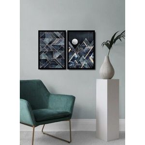 Set 2 tablouri decorative, Alpha Wall, Abstract Moon, 36x51 cm imagine