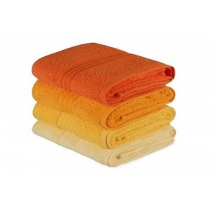 Set 4 prosoape de baie, Hobby, 50x90 cm, 100% bumbac, galben/portocaliu imagine