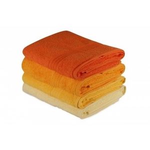 Set 4 prosoape de baie 70x140 cm, 100% bumbac, Hobby, galbe/portocaliu imagine