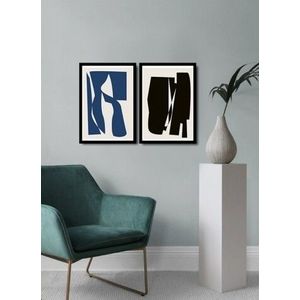 Set 2 tablouri decorative, Alpha Wall, Black & Blue, 36x51 cm imagine