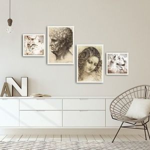 Set 4 tablouri decorative, Alpha Wall, Art, 30x30/35x50 cm imagine