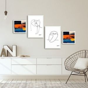 Set 4 tablouri decorative, Alpha Wall, Animal Abstract, 30x30/35x50 cm imagine