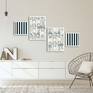 Set 4 tablouri decorative, Alpha Wall, Prison, 30x30/35x50 cm imagine