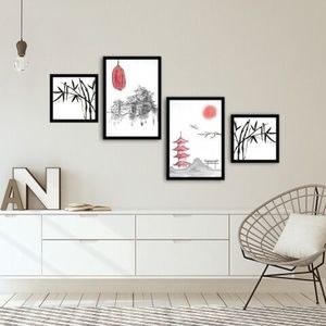 Set 4 tablouri decorative, Alpha Wall, Rising Sun, 30x30/35x50 cm imagine