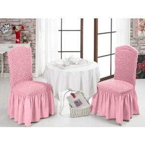 Set 6 huse elastice scaun, Bulsan, poliester, roz imagine