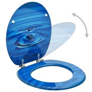 vidaXL Scaune WC cu capac, 2 buc., albastru, MDF, model strop de apă imagine