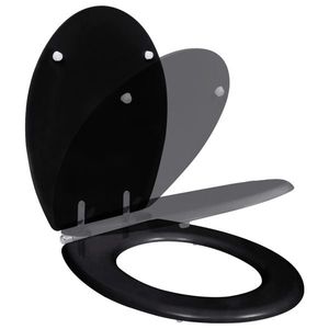 vidaXL Capac WC cu închidere silențioasă negru MDF design simplu imagine