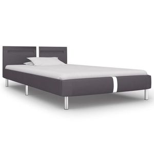 vidaXL Cadru de pat cu LED, gri, 90 x 200 cm, piele artificială imagine