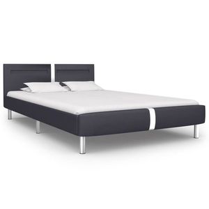 vidaXL Cadru de pat cu LED, negru, 140 x 200 cm, piele artificială imagine