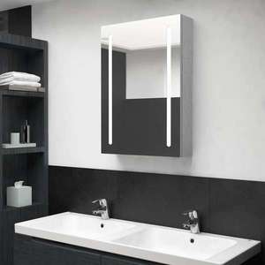 vidaXL Dulap de baie cu oglindă și LED, gri beton, 50x13x70 cm imagine