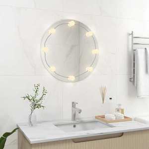 vidaXL Oglindă de perete cu lumini LED, sticlă, rotundă imagine
