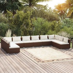 vidaXL Set mobilier de grădină cu perne, 10 piese, maro, poliratan imagine