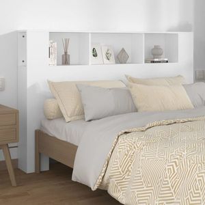 vidaXL Tăblie de pat cu dulap, alb, 160x18, 5x104, 5 cm imagine