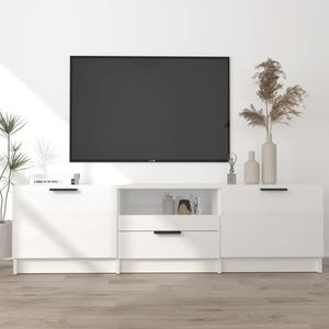 vidaXL Comodă TV, alb extralucios, 140x35x40 cm, lemn prelucrat imagine
