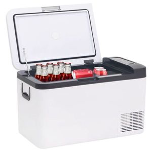 vidaXL Ladă frigorifică cu mâner și adaptor, alb-negru, 18 L, PP și PE imagine