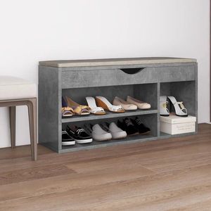 vidaXL Bancă pantofar cu pernă gri beton 104x30x49 cm, lemn prelucrat imagine