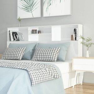 vidaXL Tăblie de pat cu dulap, alb extralucios, 160x19x103, 5 cm imagine