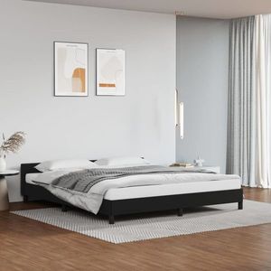 vidaXL Cadru de pat cu tăblie, negru, 180x200 cm, piele ecologică imagine