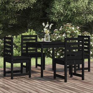 vidaXL Set de masă pentru grădină, 5 piese, negru, lemn masiv de pin imagine
