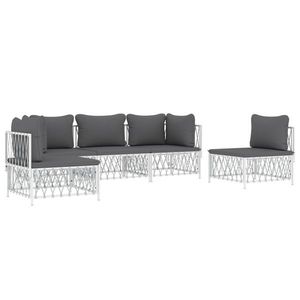 vidaXL Set mobilier de grădină, 5 piese, cu perne, alb, oțel imagine