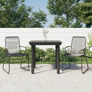 vidaXL Set cu masă pentru grădină, 3 piese, negru, ratan PVC imagine