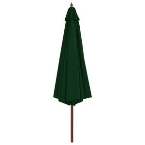 vidaXL Umbrelă de soare de exterior, stâlp din lemn, verde, 350 cm imagine