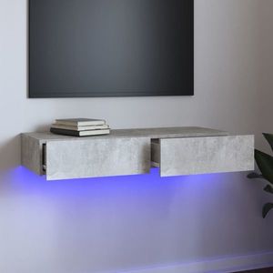 vidaXL Comodă TV cu lumini LED, gri beton, 90x35x15, 5 cm imagine