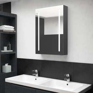 vidaXL Dulap de baie cu oglindă și LED, gri, 50x13x70 cm imagine