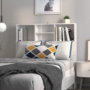 vidaXL Tăblie de pat cu dulap, alb extralucios, 100x19x103, 5 cm imagine