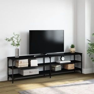 vidaXL Comodă TV, negru, 180x30x50 cm, lemn prelucrat și metal imagine