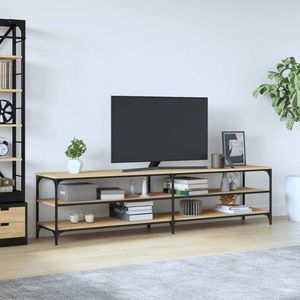vidaXL Comodă TV, stejar sonoma, 200x30x50 cm, lemn prelucrat și metal imagine