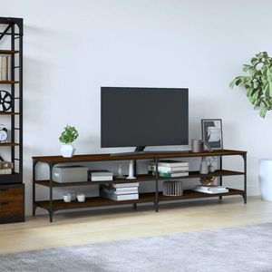 vidaXL Comodă TV, stejar maro, 200x30x50 cm lemn prelucrat și metal imagine