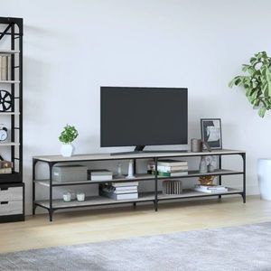 vidaXL Comodă TV, gri sonoma, 200x30x50 cm, lemn prelucrat și metal imagine
