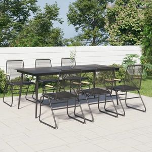 vidaXL Set mobilier de grădină, 7 piese, negru, ratan PVC imagine