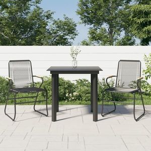 vidaXL Set cu masă pentru grădină, 3 piese, PVC negru, ratan imagine