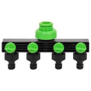 vidaXL Adaptor pentru robinet 4 căi verde/negru 19, 5x6x11 cm ABS și PP imagine