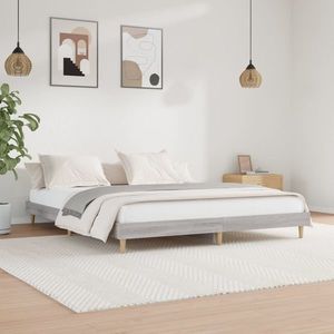 vidaXL Cadru de pat, gri sonoma, 200x200 cm, lemn prelucrat imagine