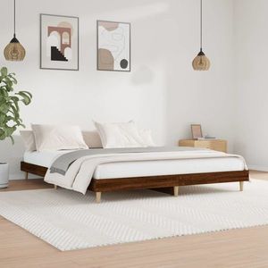 vidaXL Cadru de pat, stejar maro, 200x200 cm, lemn prelucrat imagine