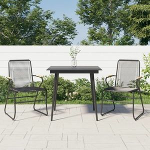 vidaXL Set cu masă pentru grădină, 3 piese, negru, ratan PVC imagine
