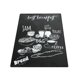 Covor de bucatarie Best Breakfast, Negru, anti-alunecare lavabil, 80 x 200 cm imagine