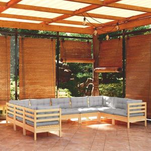 vidaXL Set mobilier de grădină cu perne, 5 piese, gri, lemn de pin imagine