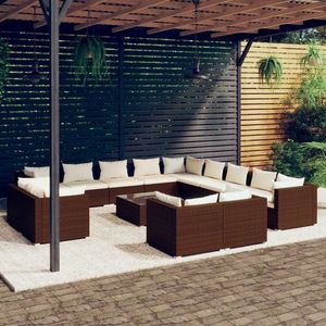 vidaXL Set mobilier de grădină cu perne, 14 piese, maro, poliratan imagine