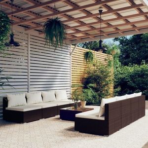 vidaXL Set mobilier de grădină cu perne, 9 piese, maro, poliratan imagine
