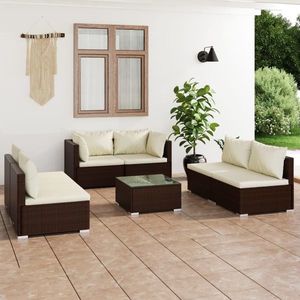 vidaXL Set mobilier de grădină cu perne, 7 piese, maro, poliratan imagine