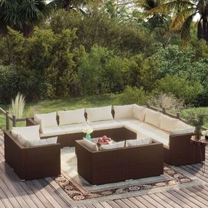 vidaXL Set mobilier de grădină cu perne, 12 piese, maro, poliratan imagine
