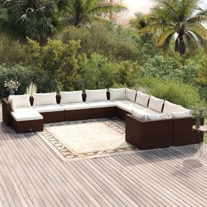 vidaXL Set mobilier de grădină cu perne, 11 piese, maro, poliratan imagine