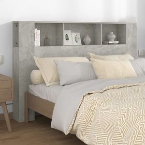 vidaXL Tăblie de pat cu dulap, gri beton, 160x18, 5x104, 5 cm imagine