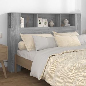 vidaXL Tăblie de pat cu dulap, gri sonoma, 160x18, 5x104, 5 cm imagine